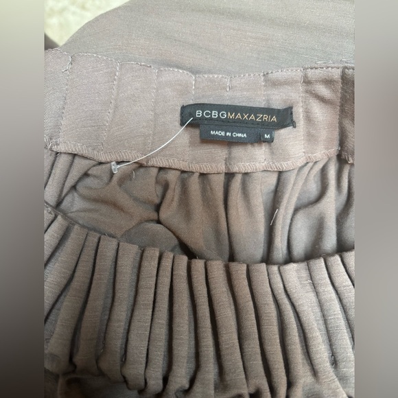 Brown BCBGMaxAzria Pleated Dress With Pockets Business Casual Wool Blend Size M - Picture 7 of 9